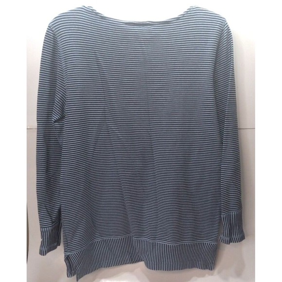 Christopher & Banks Mixed Stripe Tunic Size Small Navy Light Blue Long Sleeve *N - Picture 2 of 7